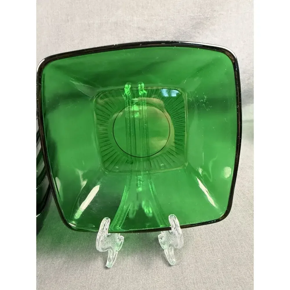Anchor Hocking Charm Forest Green Glass Dessert Bowls Set of 9